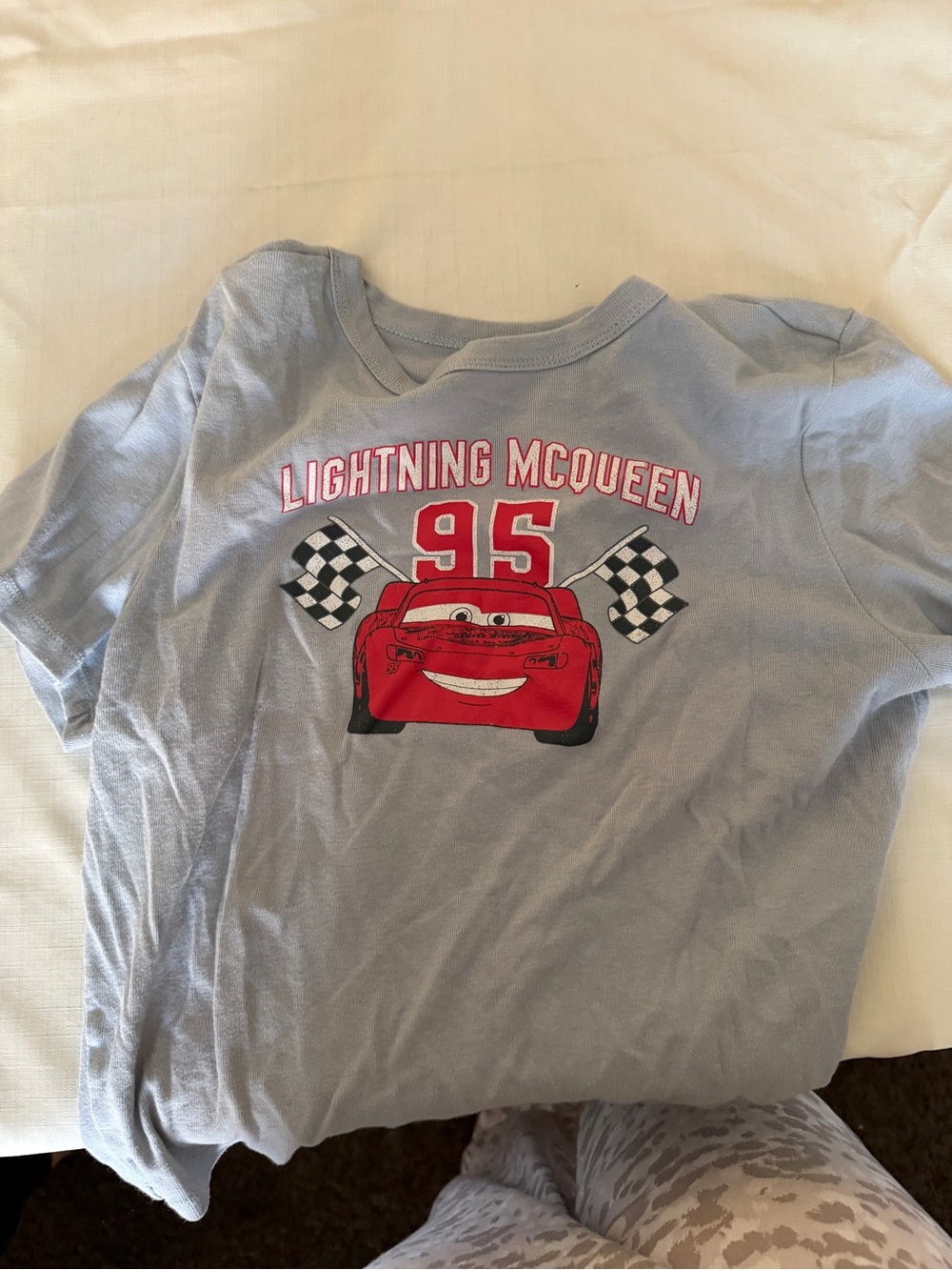 Lightning McQueen Graphic Crop Top in Light Blue